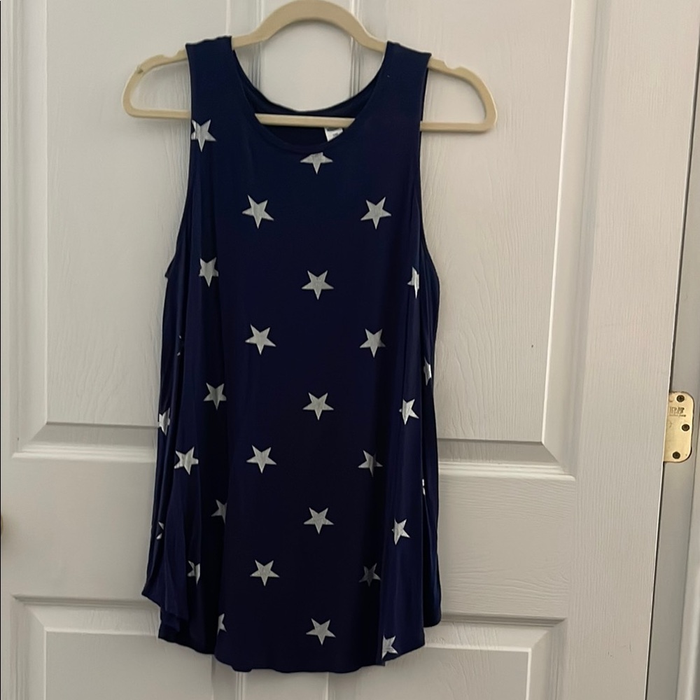 Old Navy Blue and White Star Print Tank Top